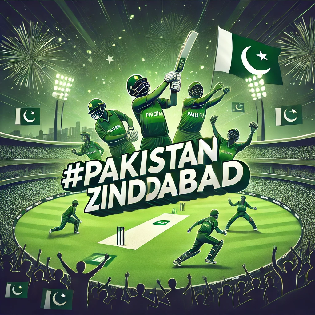 Pakistan cricket team in an intense match. #PakistanZindabad highlights their cricket spirit.